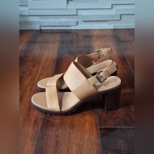 Madewell Kiera Lugsole Sandals Tan Leather Block Heel Size 7